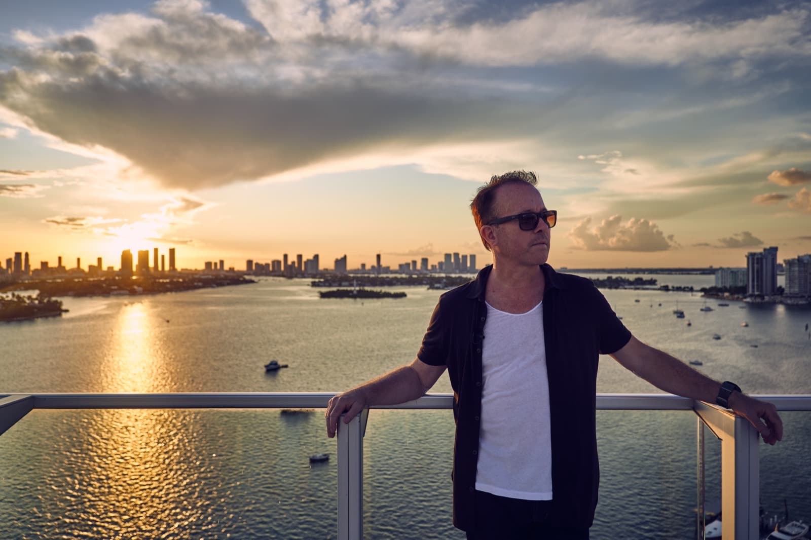 Sunset cityscape portrait